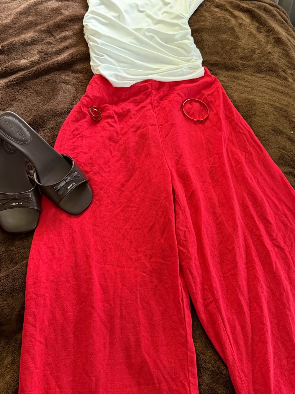 Red linen pants